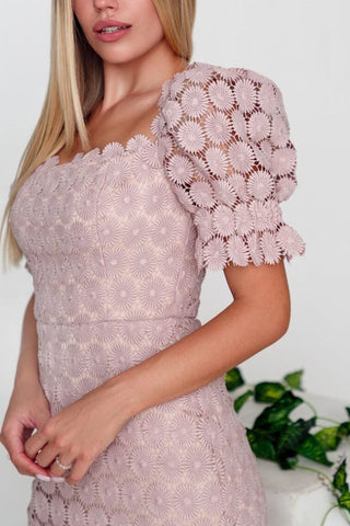 Voletter Elegant Lace Short Sleeve Dress