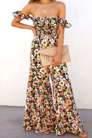 Voletter Fashion Casual Loose Floral Camisole Jumpsuit