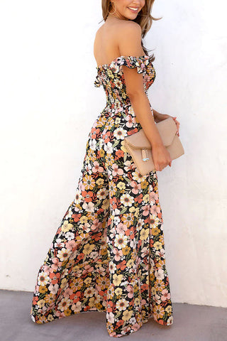 Voletter Fashion Casual Loose Floral Camisole Jumpsuit