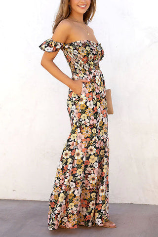 Voletter Fashion Casual Loose Floral Camisole Jumpsuit