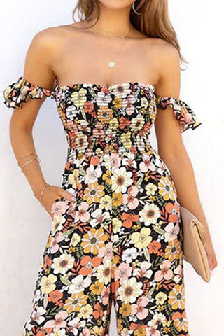 Voletter Fashion Casual Loose Floral Camisole Jumpsuit