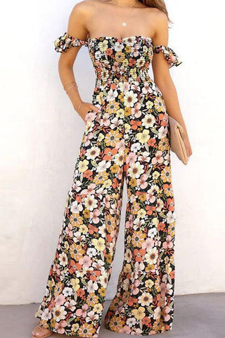 Voletter Fashion Casual Loose Floral Camisole Jumpsuit