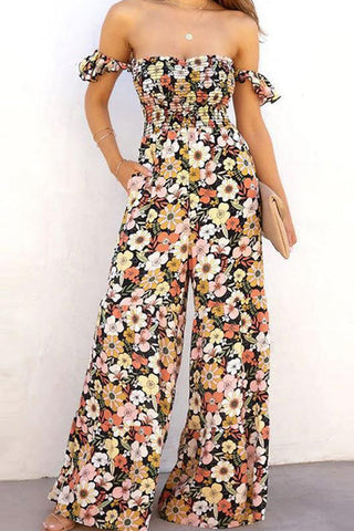 Voletter Fashion Casual Loose Floral Camisole Jumpsuit