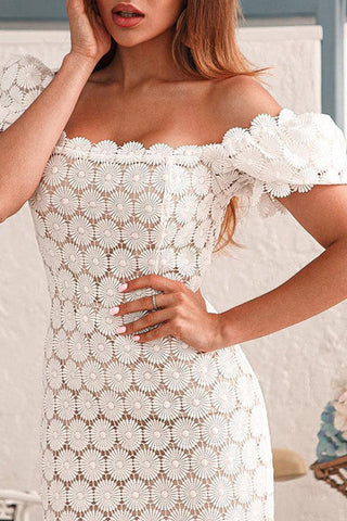 Voletter Elegant Lace Short Sleeve Dress