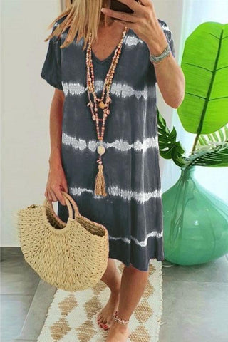 Voletter Tie Dye Casual Loose Midi Dress