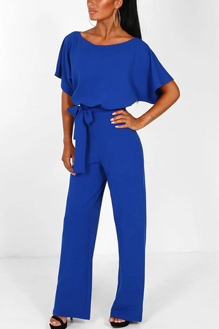 Voletter Fashion Chic Solid Short Sleeve Slim Party Jumpsuit