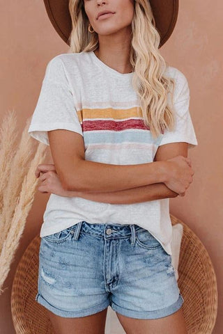 Voletter Striped Casual T-shirt Top