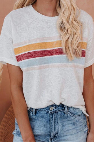 Voletter Striped Casual T-shirt Top