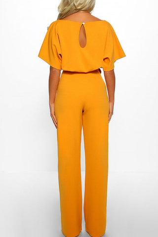 Voletter Fashion Chic Solid Short Sleeve Slim Party Jumpsuit