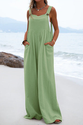 Voletter Solid Button Sling Wide-Leg Jumpsuit