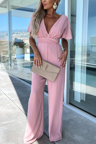 VoletterHoliday V-Neck Casual Short Sleeve Jumpsuit