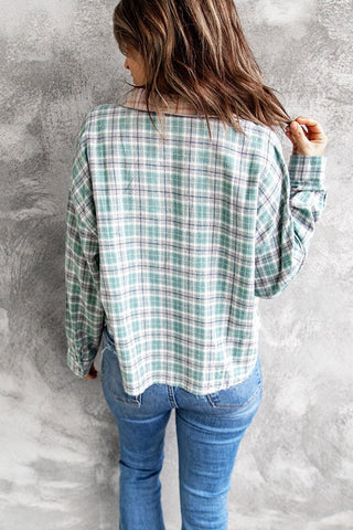 Voletter Casual Fashion Three-Color Plaid Stitching Long-Sleeved Shirt