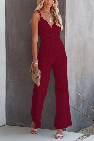 Voletter Antonia Lace Stitching Sleeveless Casual Jumpsuit
