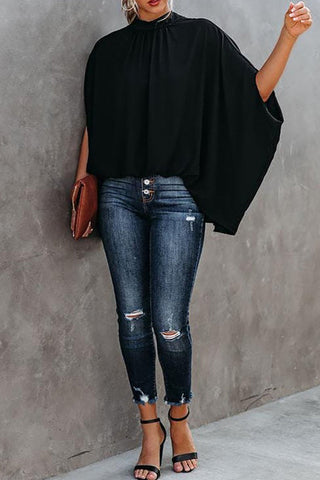 Voletter Casual Loose Printed Bat Sleeve T-Shirt