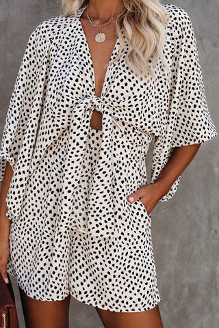 Voletter Georgia V Neck Lace Up Loose Holiday Romper