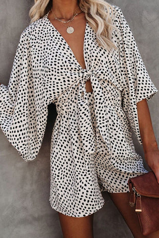 Voletter Georgia V Neck Lace Up Loose Holiday Romper