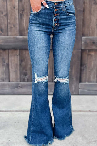 Voletter Fashion Button Trumpet Jeans