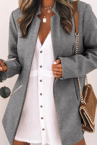 Voletter Fashion Chic Long Sleeve Pockets Slim Coat