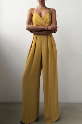 Voletter Chic Sexy Solid Sling Sleeveless Slim Jumpsuit