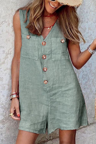 Voletter  Casual Sleeveless V Neck Vest Romper