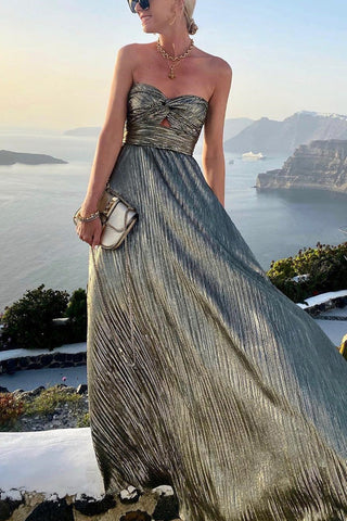 Voletter Chic Sequins Loose Off Shoulder Sleeveless Long Party Dress