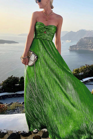 Voletter Chic Sequins Loose Off Shoulder Sleeveless Long Party Dress