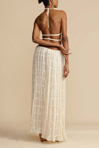 Voletter Backless Strappy Halter Top Two-Piece Set