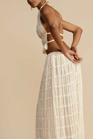 Voletter Backless Strappy Halter Top Two-Piece Set