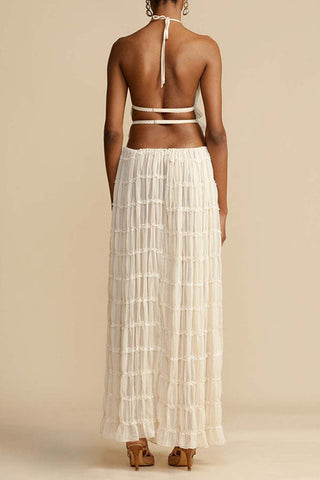 Voletter Backless Strappy Halter Top Two-Piece Set