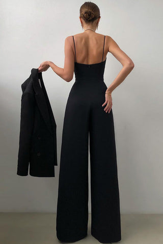 Voletter Chic Sexy Solid Sling Sleeveless Slim Jumpsuit