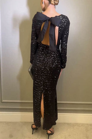 Voletter Backless Sequin Evening Dress