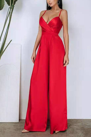 Voletter Chic Sexy Solid Sling Sleeveless Slim Jumpsuit