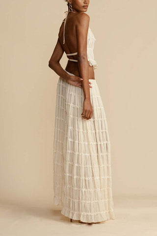 Voletter Backless Strappy Halter Top Two-Piece Set