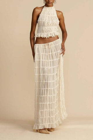 Voletter Backless Strappy Halter Top Two-Piece Set