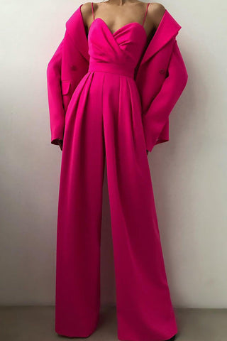 Voletter Chic Sexy Solid Sling Sleeveless Slim Jumpsuit