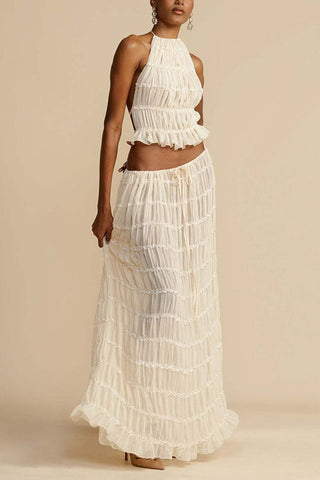 Voletter Backless Strappy Halter Top Two-Piece Set