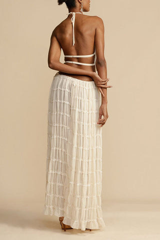 Voletter Backless Strappy Halter Top Two-Piece Set