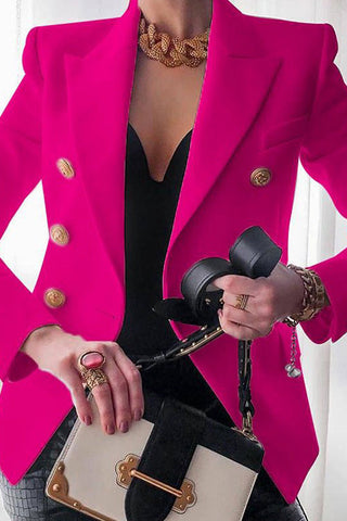 Voletter Fashion Chic Solid Long Sleeve Buttons Slim Coat