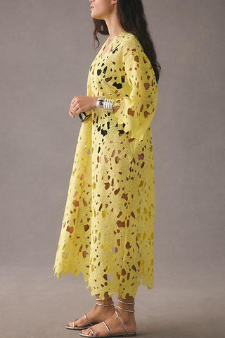 Voletter Casual Loose Beach Vacation Cover-Up Lace Top