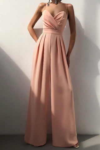 Voletter Chic Sexy Solid Sling Sleeveless Slim Jumpsuit