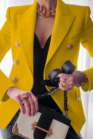 Voletter Fashion Chic Solid Long Sleeve Buttons Slim Coat