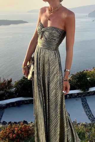 Voletter Chic Sequins Loose Off Shoulder Sleeveless Long Party Dress