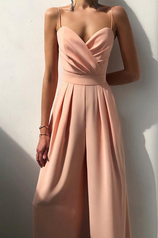 Voletter Chic Sexy Solid Sling Sleeveless Slim Jumpsuit