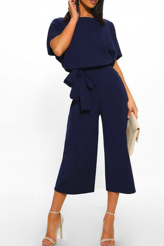Voletter Fashion Chic Solid Short Sleeve Slim Party Jumpsuit