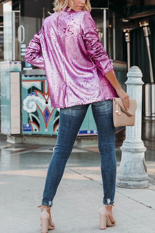 Voletter Fashion Casual Sequins Lapel Long Sleeve Slim Suit Coat