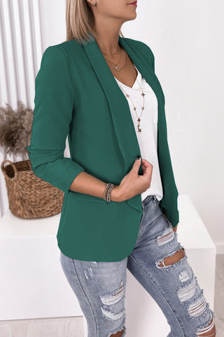 Voletter Chic Solid Lapel Long Sleeve Pockets Suit Coat