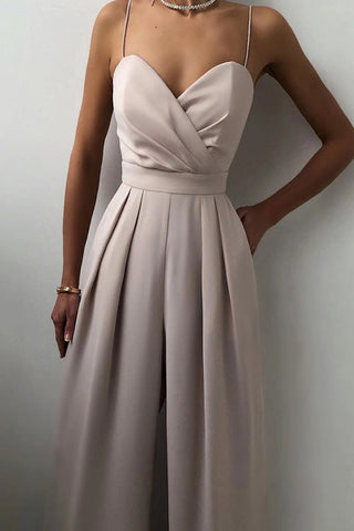 Voletter Chic Sexy Solid Sling Sleeveless Slim Jumpsuit