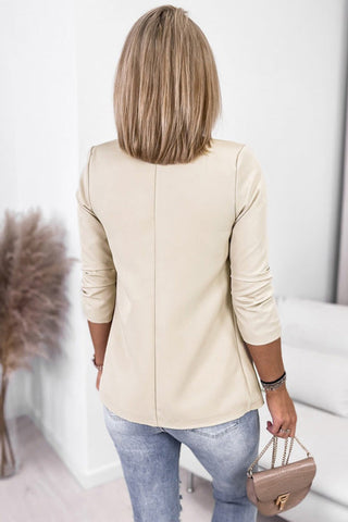 Voletter Chic Solid Lapel Long Sleeve Pockets Suit Coat