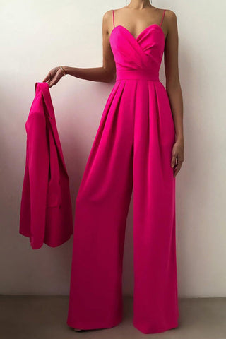 Voletter Chic Sexy Solid Sling Sleeveless Slim Jumpsuit