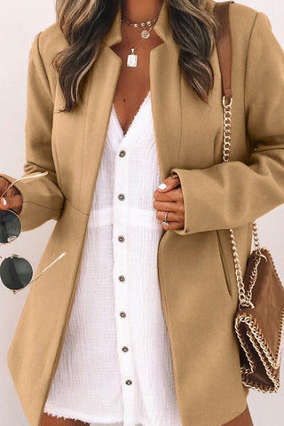 Voletter Fashion Chic Long Sleeve Pockets Slim Coat